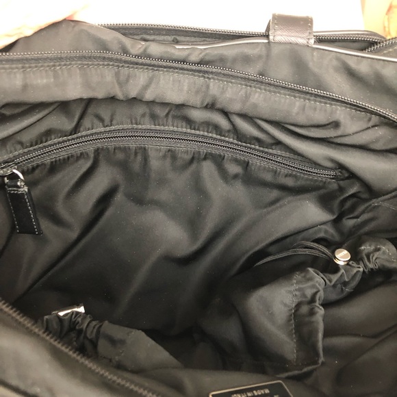 Prada carryall tote Convertible Crossbody Black Nylon Leather trim Travel bag - Picture 13 of 16